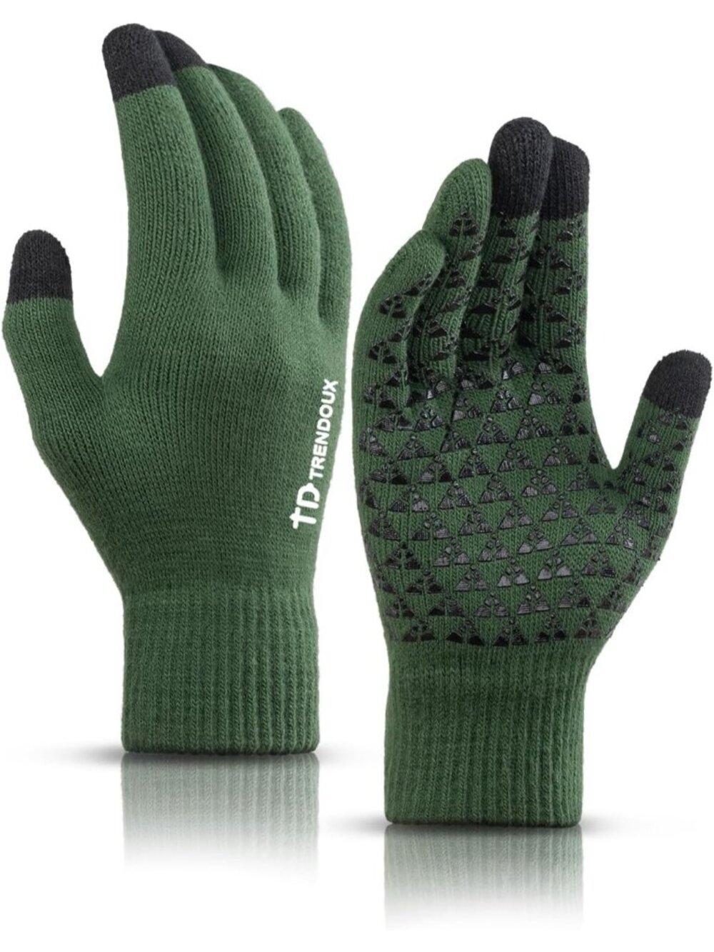 Unisex Green Cold Weather Thermal Warm Knit Glove for Running Driving Hiking